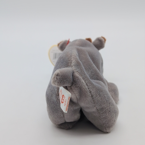 1996 Ty Beanie Baby Spike Gray Plush Rhino Toy W Tag - Picture 5 of 7